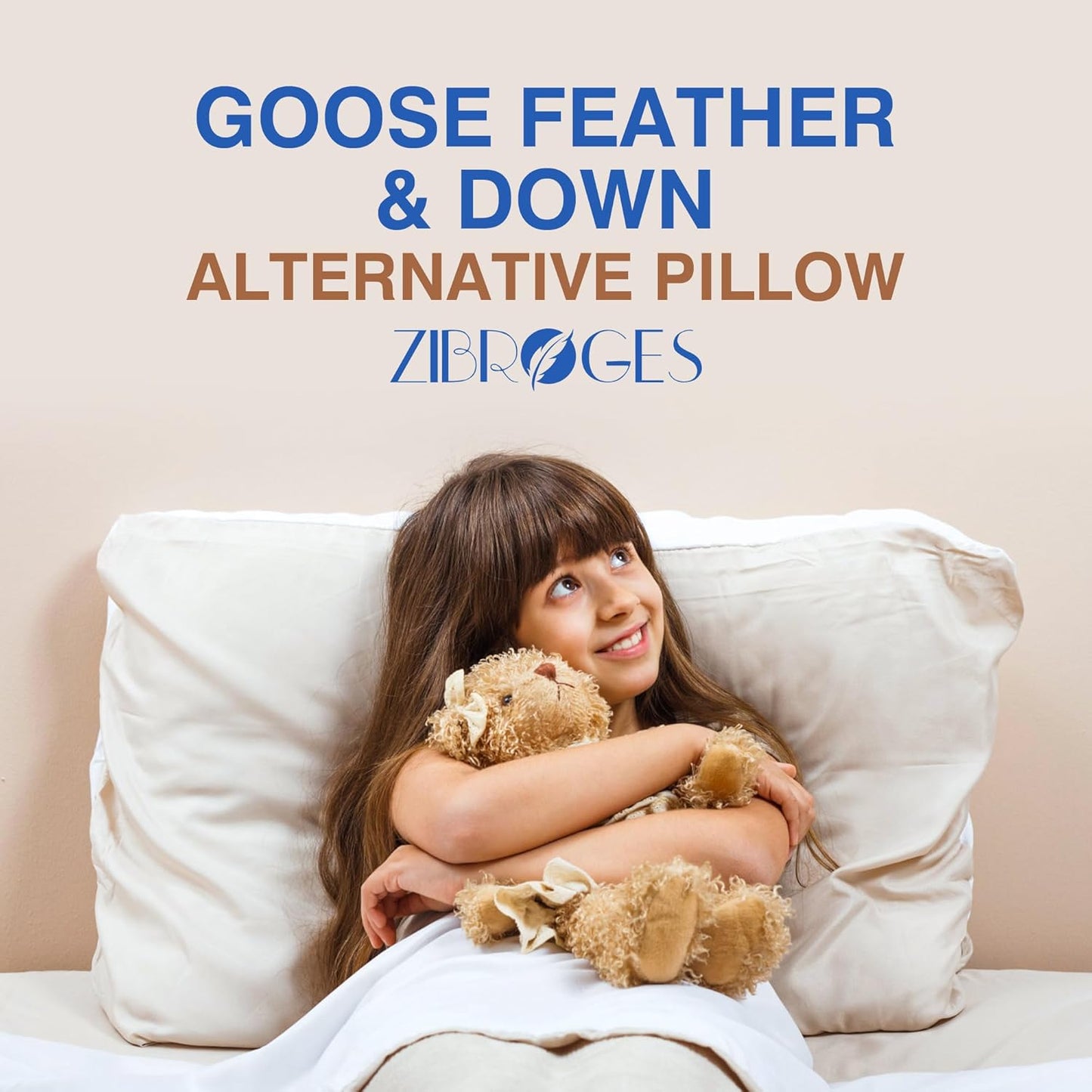 Feather Pillows Queen Size Set of 2 - Goose Down Hotel Bed Pillow for 