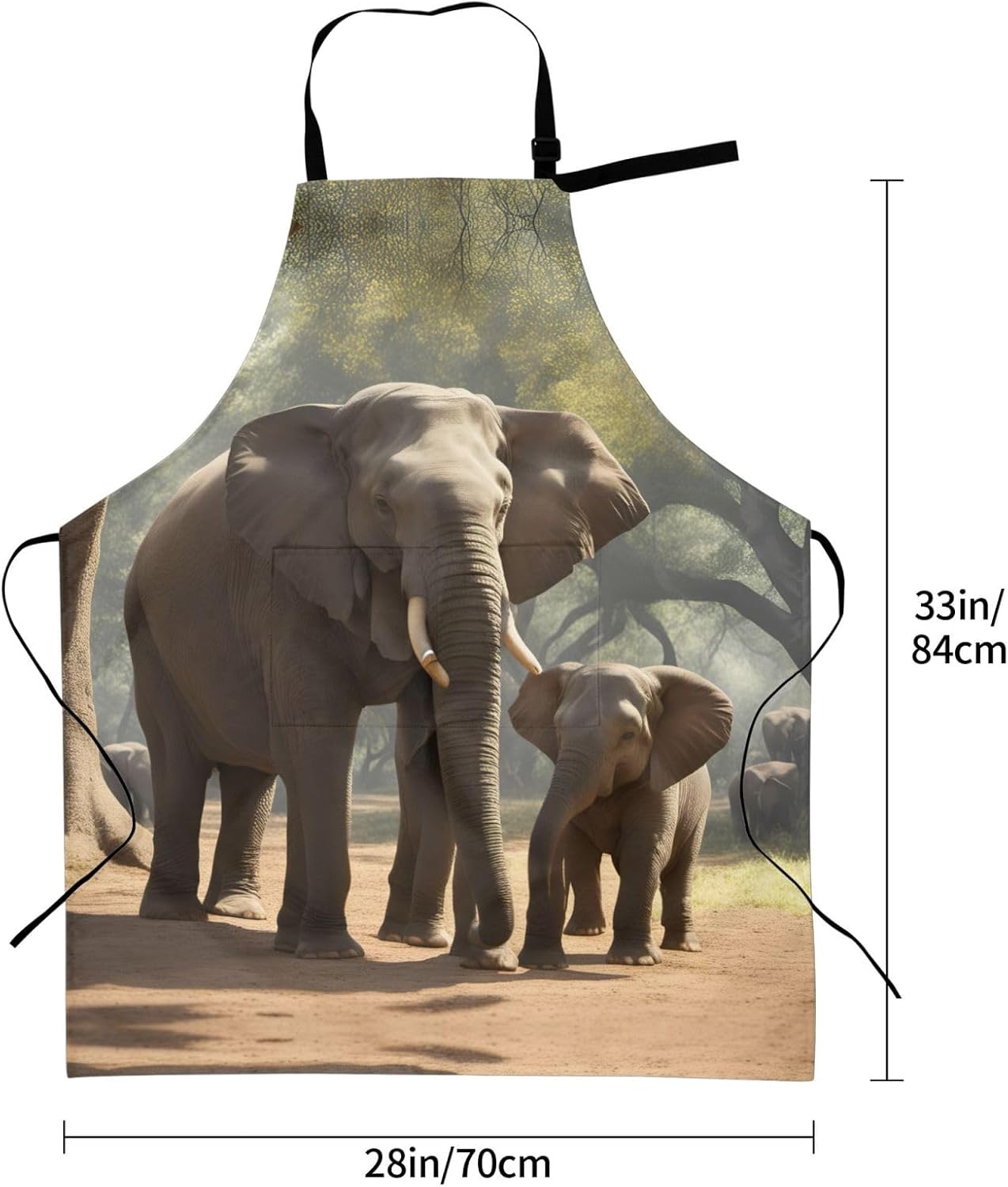 Elephant print Waterproof chef's apron with pocket apron for kitchen cooking baking barbecue and gardening