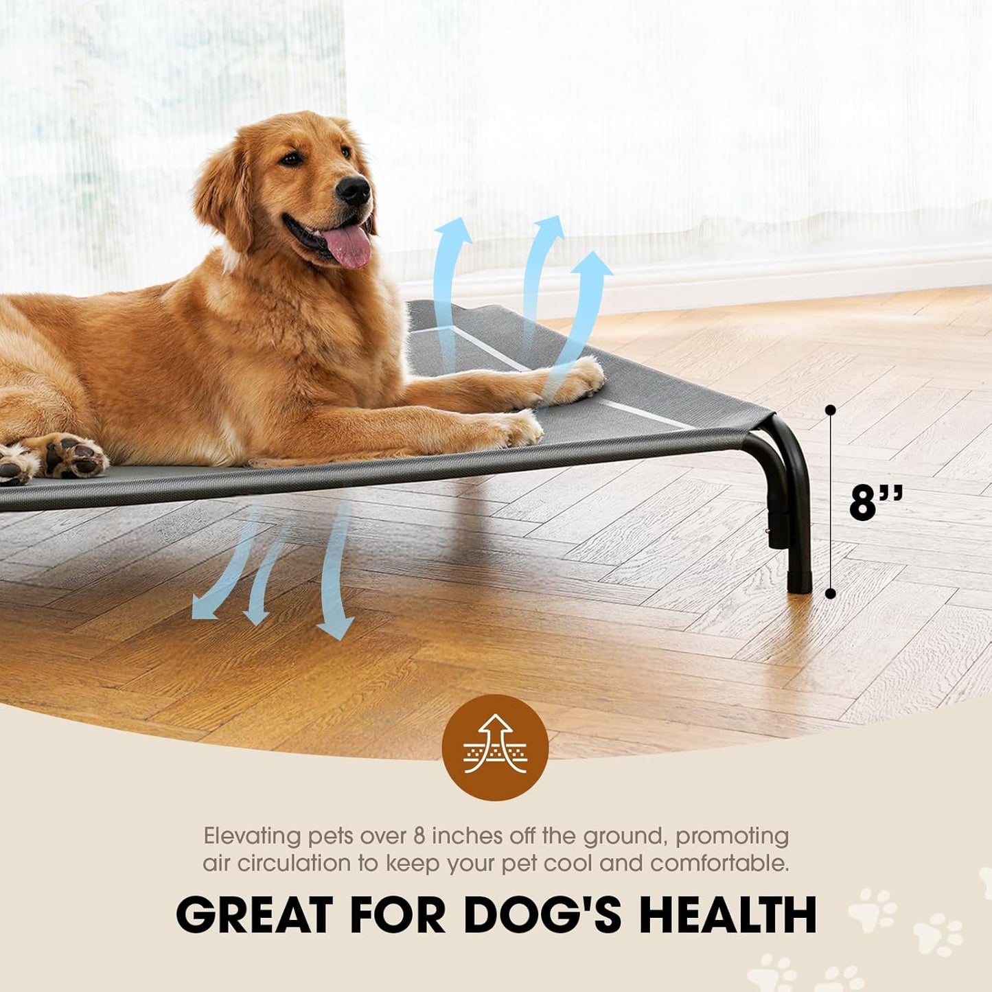 Elevated Dog Bed, Raised Outdoor Dog Bed for Large Sized Dogs, Portabl