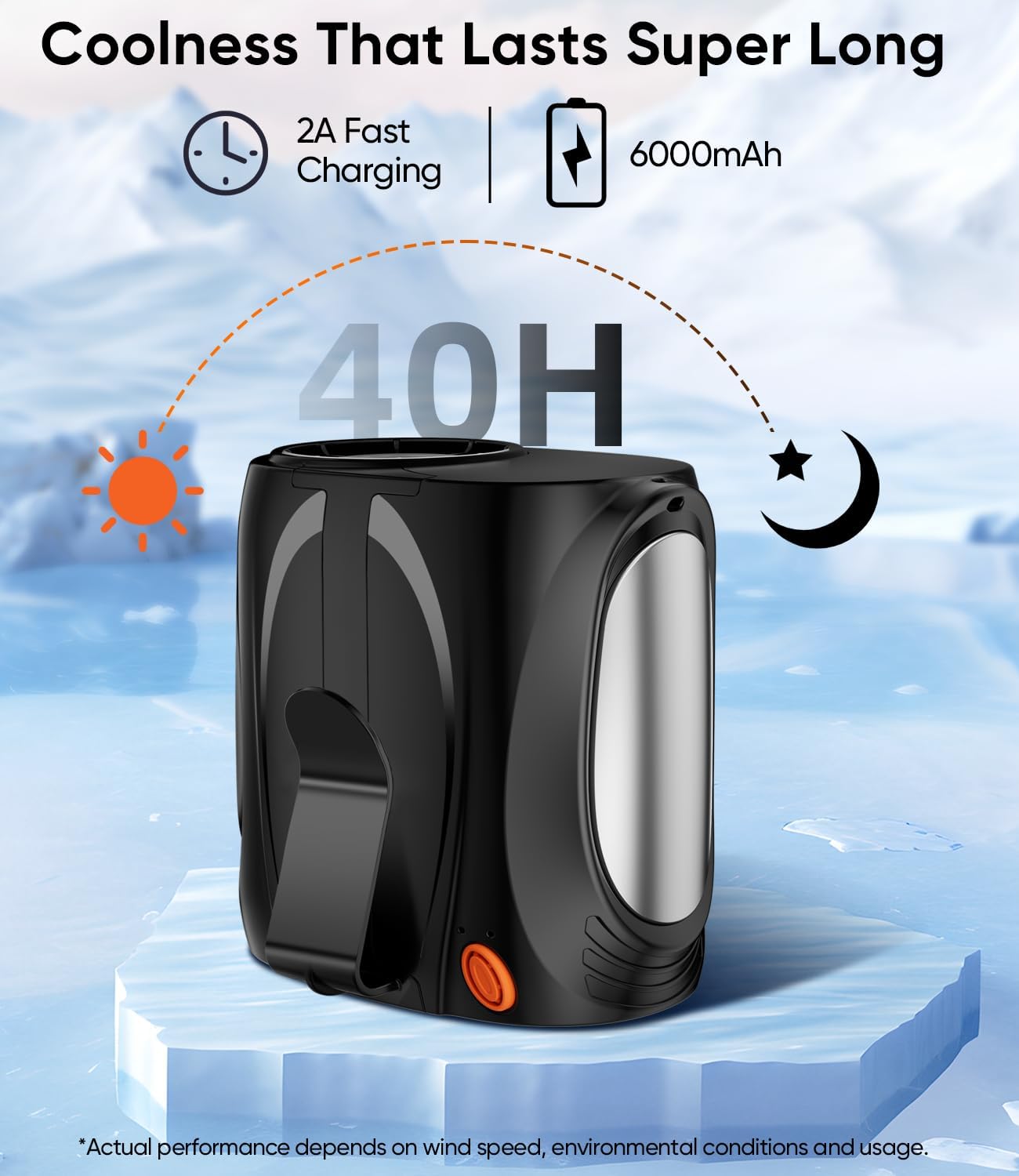 AI Portable Waist Fan, 6 Speeds 16000RPM Strong Turbo Airflow, 40H Max Cooling Battery Powered Personal Fan Rechargeable, Hands-Free Shirt/Belt/Neck Fan for Work, Outdoor, Travel, Gift for Men