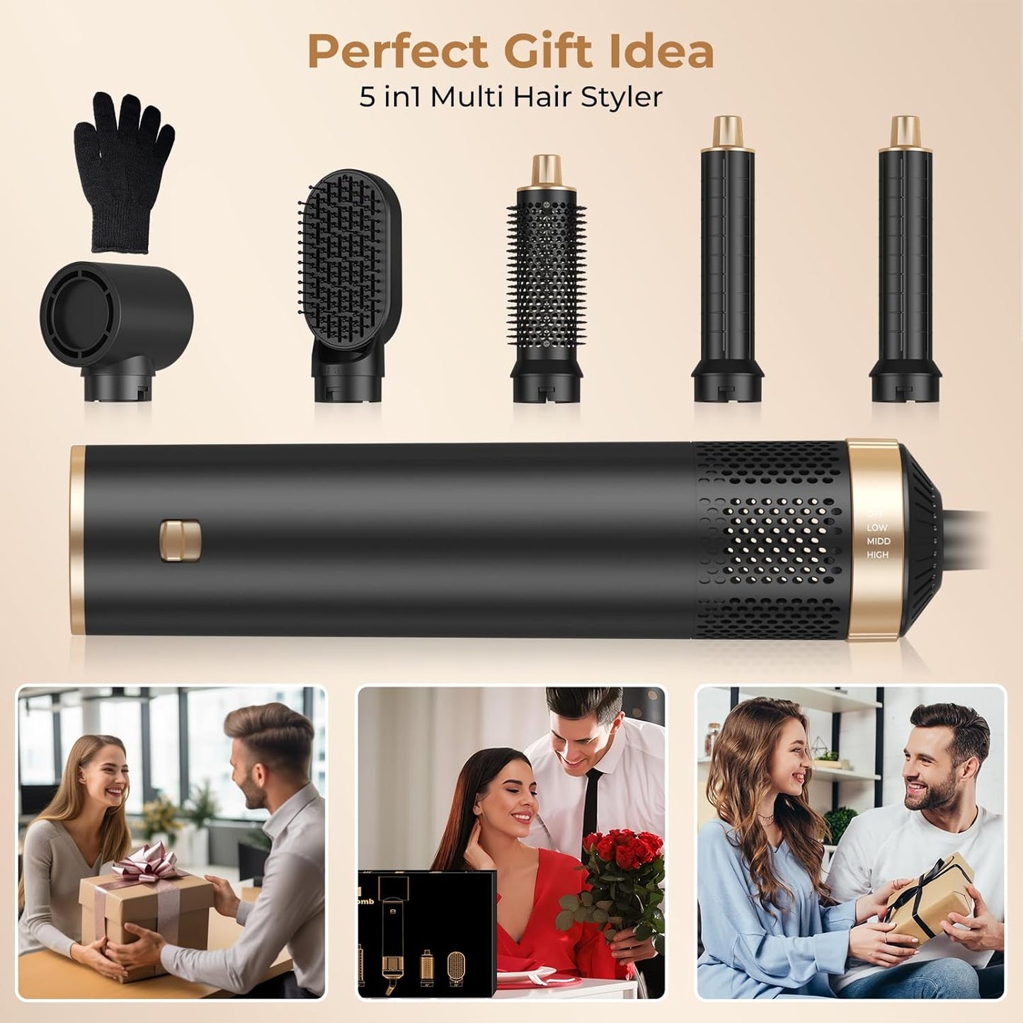 5 in 1 Hair Dryer Brush Set, Negative Ion Blow Dryer Brush Upgrade Hot