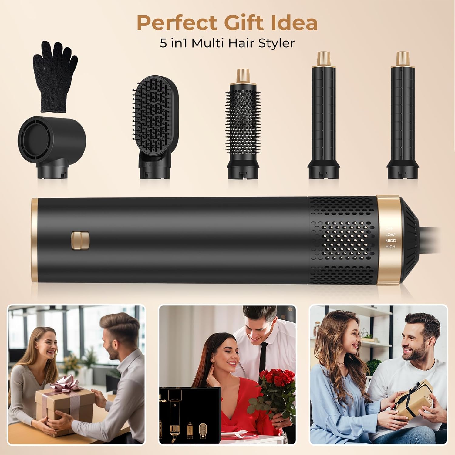 5 in 1 Hair Dryer Brush Set, Negative Ion Blow Dryer Brush Upgrade Hot