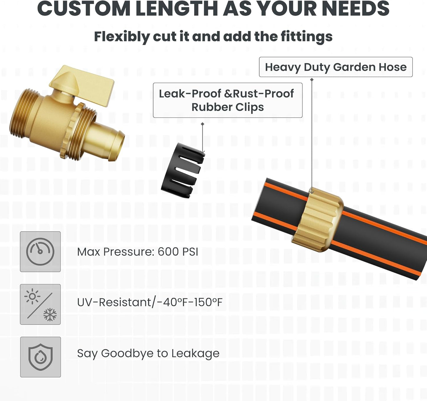 Giraffe Tools Hybrid Garden Hose 35ft x 5/8", Male and Female Fittings