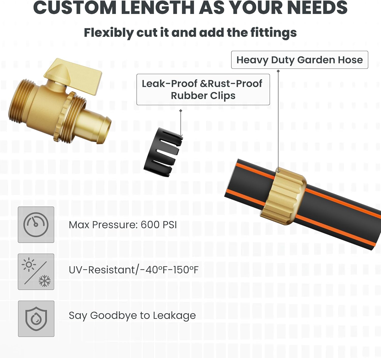 Giraffe Tools Hybrid Garden Hose 35ft x 5/8", Male and Female Fittings