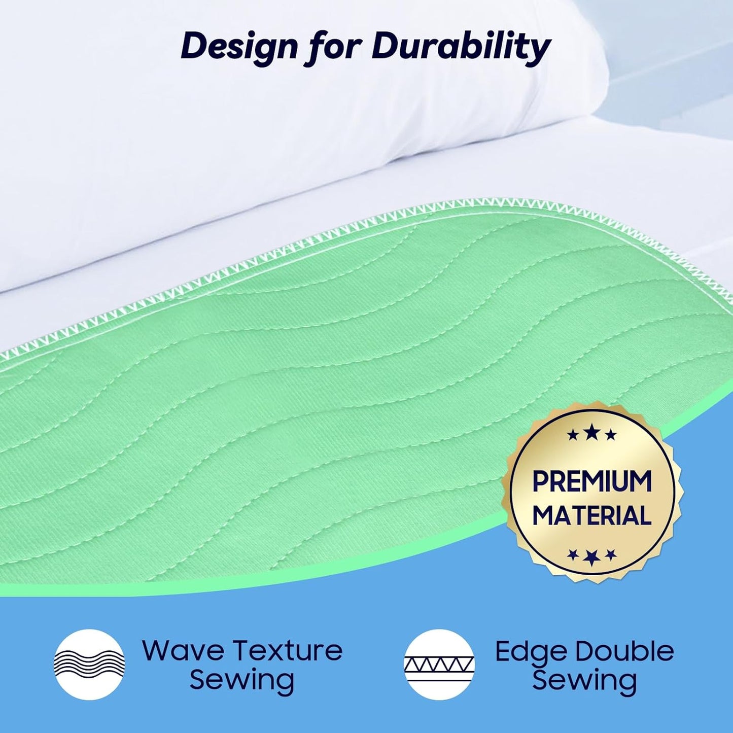 4 Pack 36” x 36” Extra Heavy Absorbency Washable Underpads, Waterproof