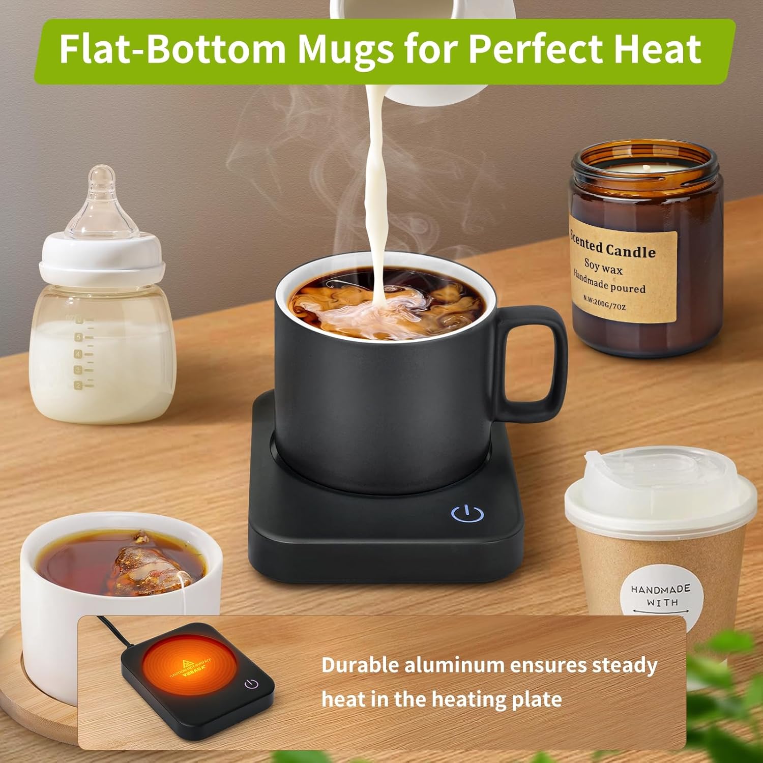 VOBAGA Coffee Mug Warmer for Desk with Auto Shut Off & 3-Temp Settings