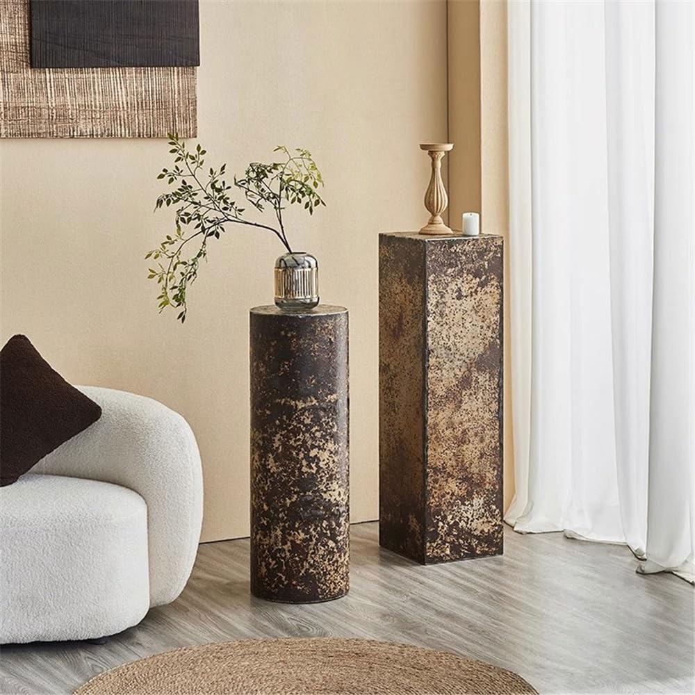 Oriental Vase Stand Metal Iron Skin Ornament Display Base, Vintage Distressed Living Room Flower Table Rack Vase Display Stand(Small)