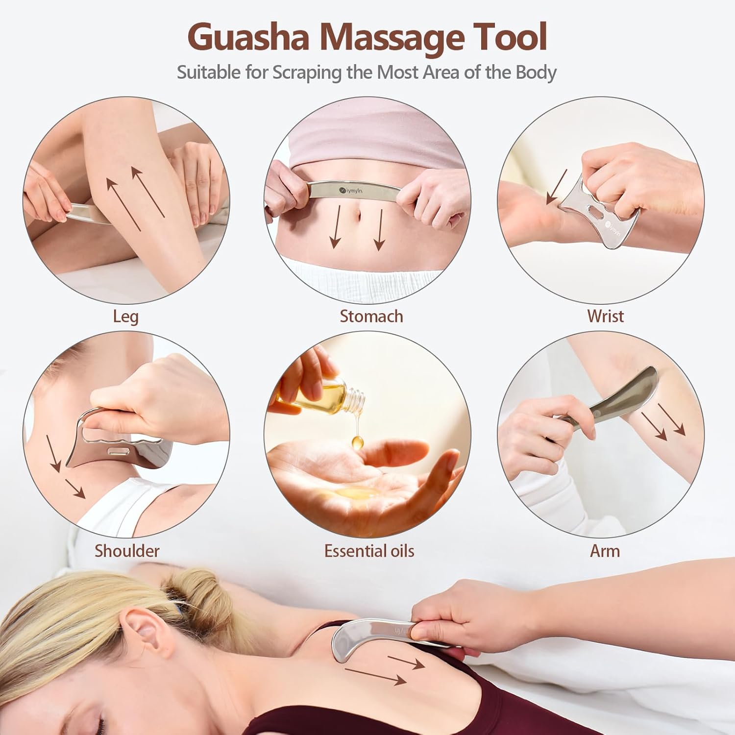 5-in-1 Stainless Steel Muscle & Fascia Scraper Tool Set, For Body Skin