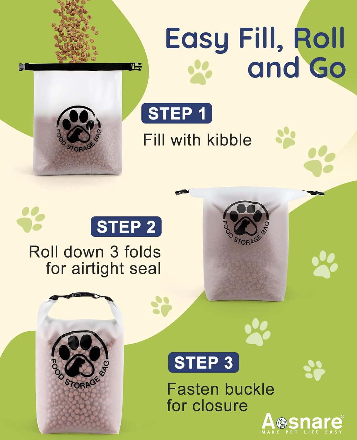 Pet Food Storage Bag for Travel - Transparent Leak-Proof Dog Food Cont