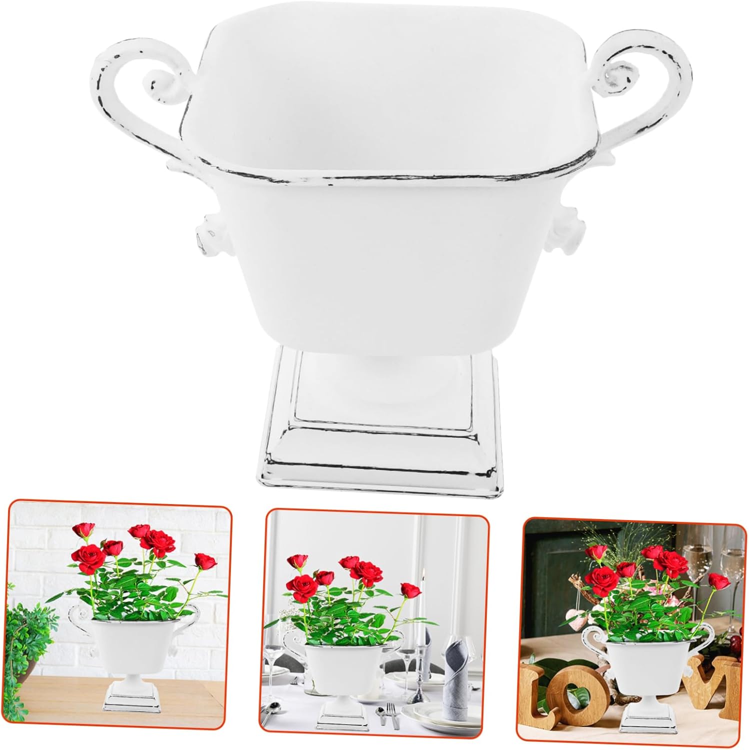 Delicate Vintage Metal Flowerpot for Wedding Centerpieces and Table De