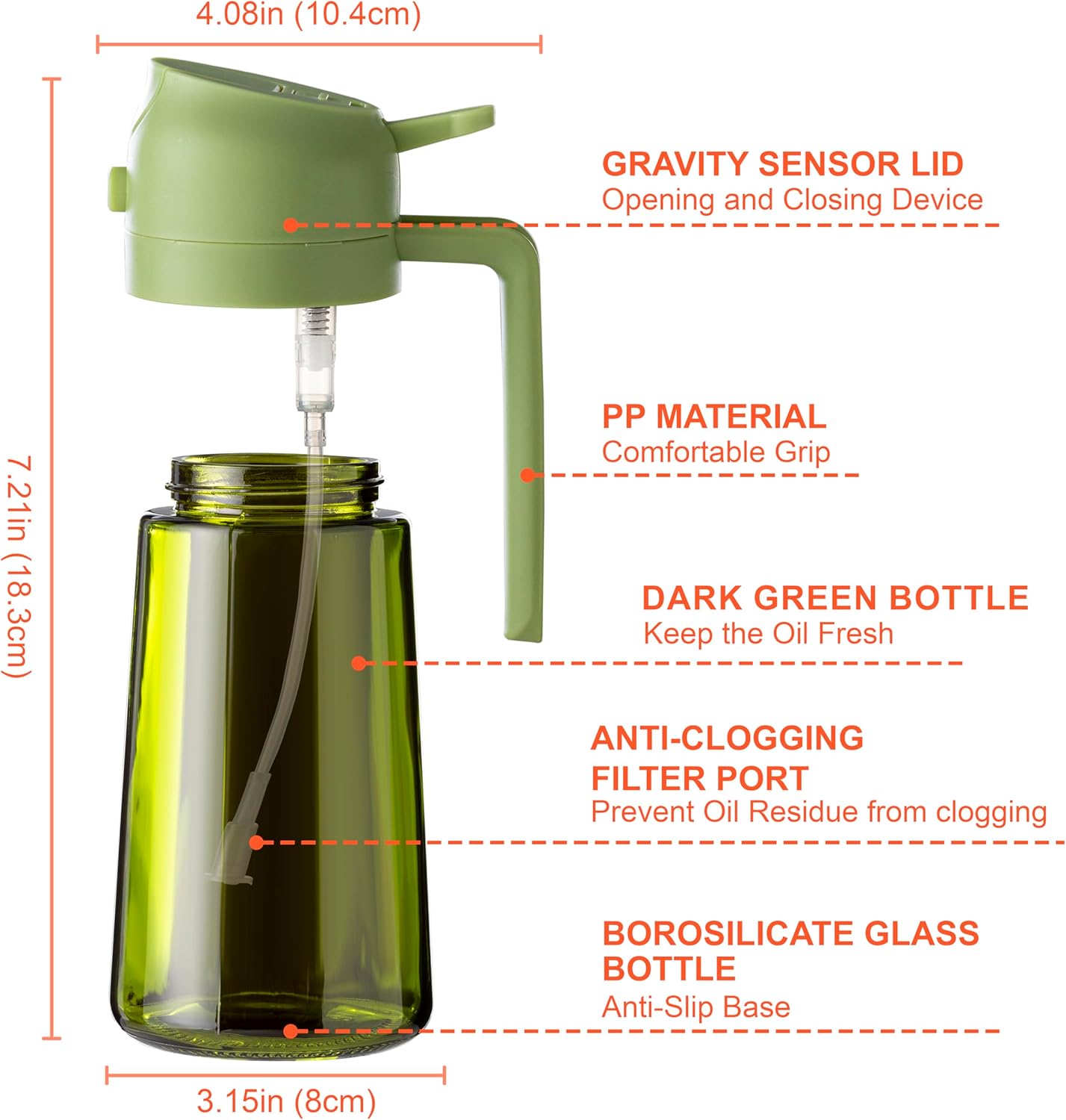 CXINYI - 16oz/470ml Olive Oil Dispenser for Kitchen with Stickers - 2 