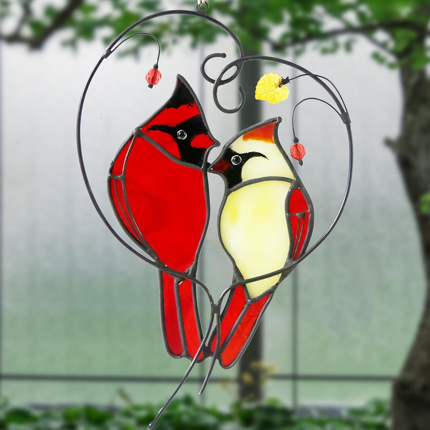 Reefan Cardinal Suncatchers Stained Glass Window Hangings, Stained Gla