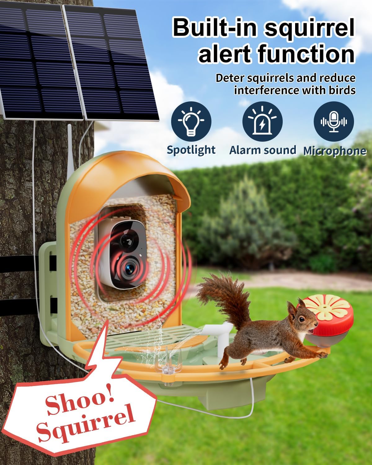 Bird Feeder with Camera, Smart Birdfeeder with Cam Solar Powered, 2K H