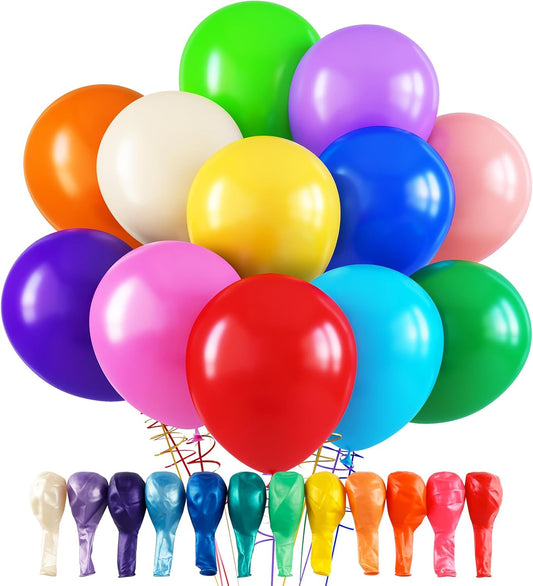 RUBFAC 120pcs Balloons for Birthday Baby Shower Graduation Anniversary Wedding Party Supplies Garland Arch Decoration,12 Inches,Assorted Color