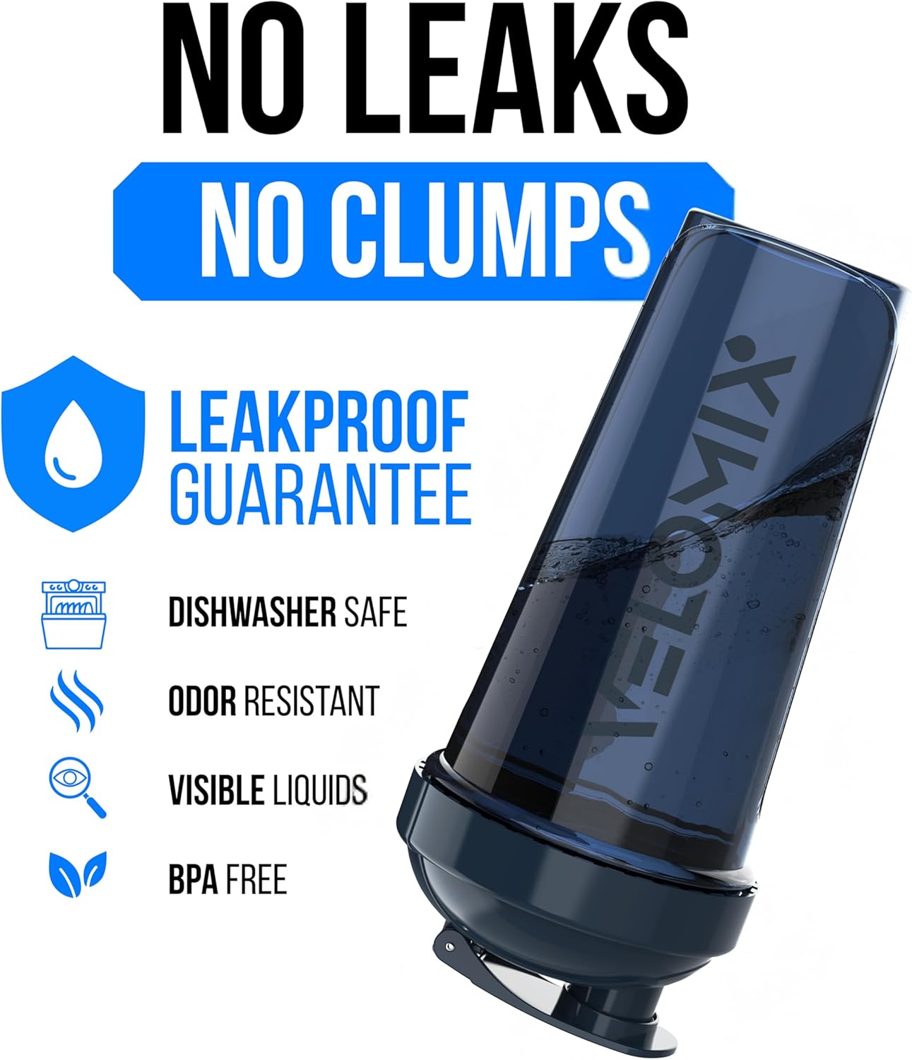 VELOMIX -4 PACK 28 Oz Protein Shaker Bottle for Protein Mixes - 4x Wire Whisk | Leak Proof Shaker Cups for Protein Shakes | Large, Stackable Protein Shaker Bottle Pack | Dishwasher Safe (Aqua Depths)