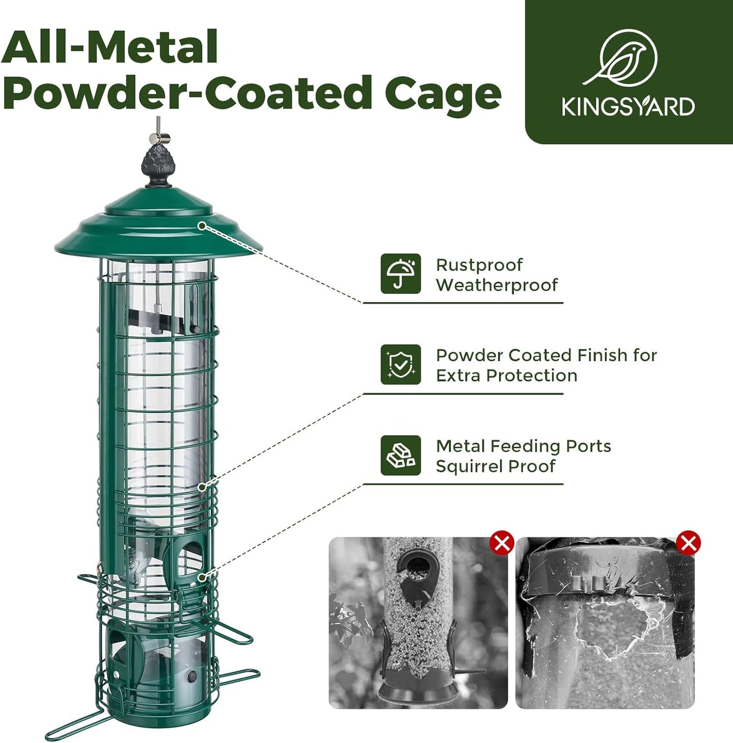 Kingsyard Squirrel Proof Bird Feeders for Outdoors with Weight-Activat