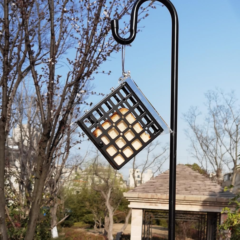 Suet Cage Bird Feeder for Outdoors - Hanging Outside or on Window - Easy DIY Assembly with Clear Roof Rain Proof - Basket for Woodpecker, Chickadee, Nuthatch
