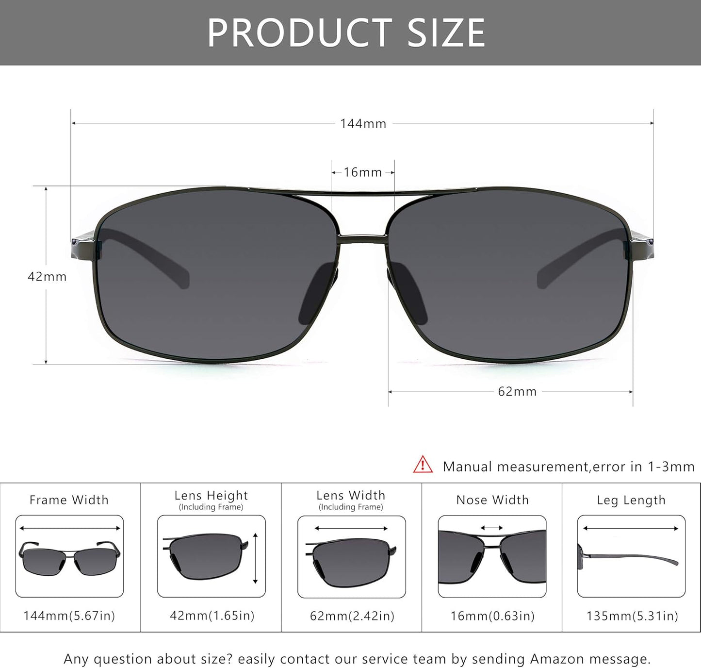 SUNGAIT Ultra Lightweight Rectangular Polarized Sunglasses Men UV400 P