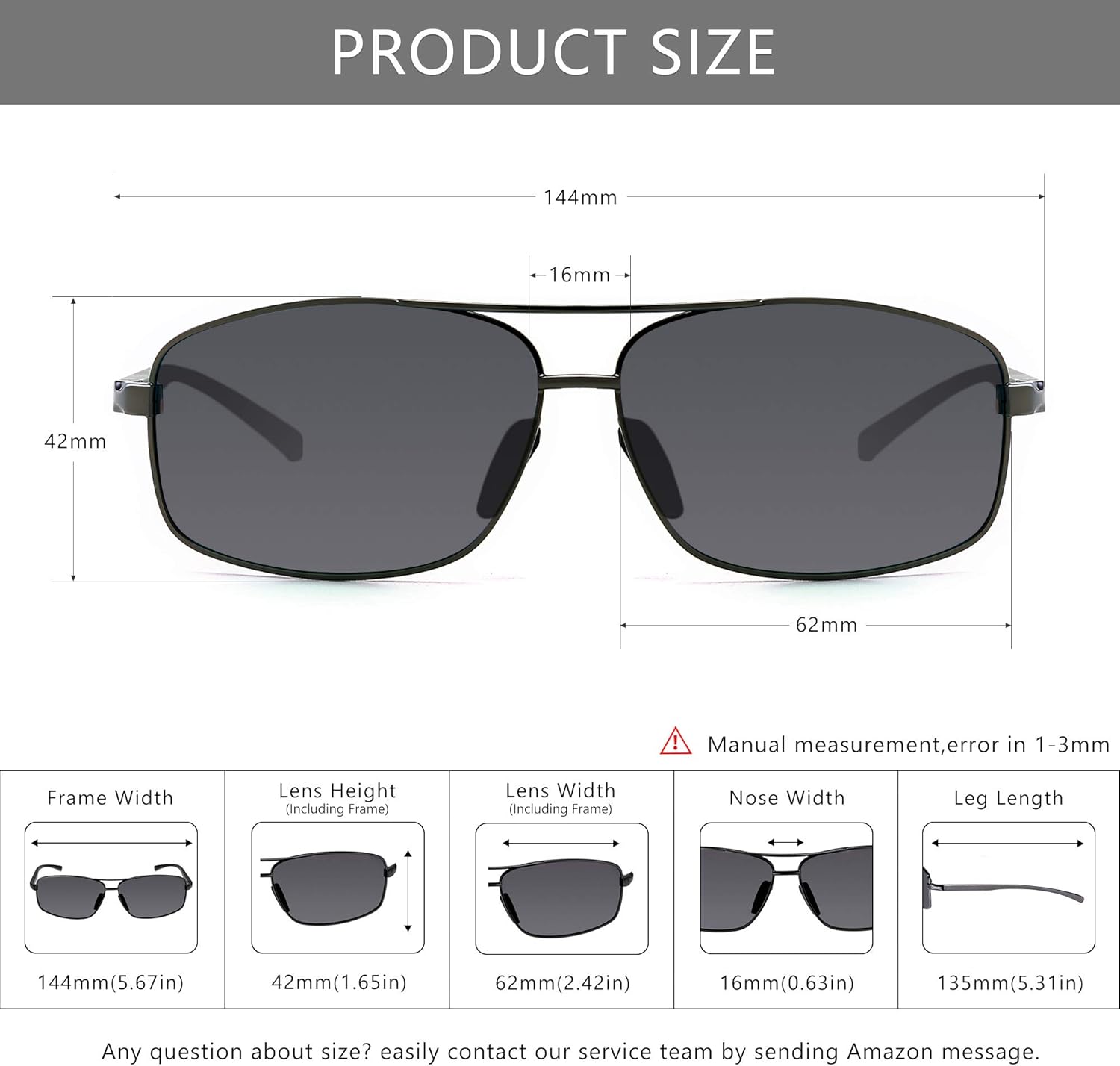 SUNGAIT Ultra Lightweight Rectangular Polarized Sunglasses Men UV400 P