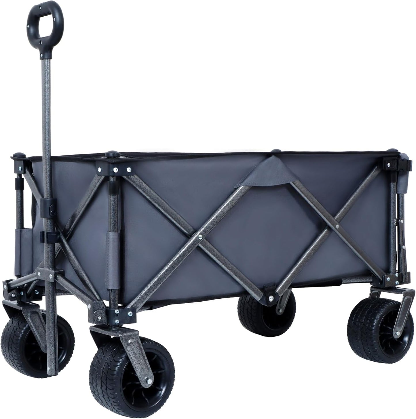 Collapsible Folding Wagon 300L - Heavy Duty 49" Extra Long Beach Wagon Cart with All-Terrain Wheels(Gray)