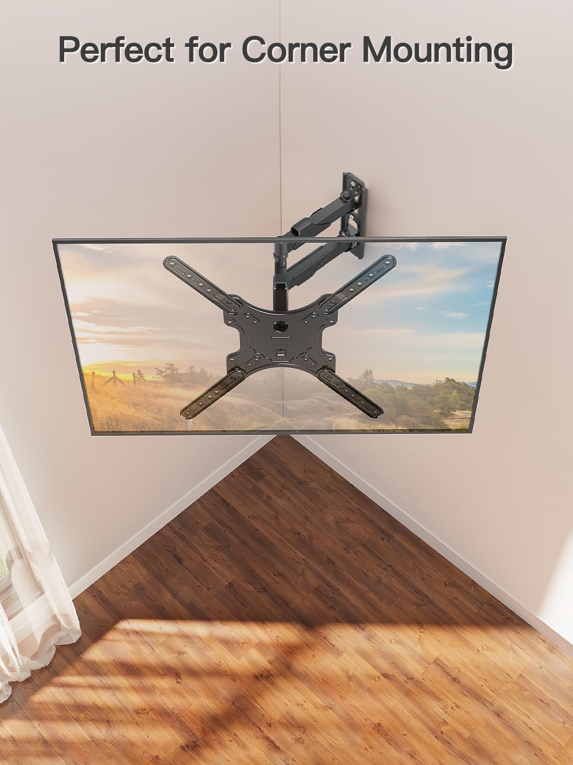 ELIVED TV Wall Mount for Most 26-60 Inch TVs, Swivel and Tilt Full Motion TV Mount with Single Stud Perfect Center Design, Wall Mount Bracket Max VESA 400x400mm, Corner Mount Holds up to 77 lbs.
