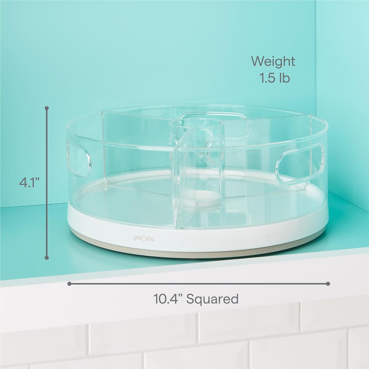 YouCopia Crazy Susan Lazy Susan Organizer, 3 BPA-Free Removable Clear 