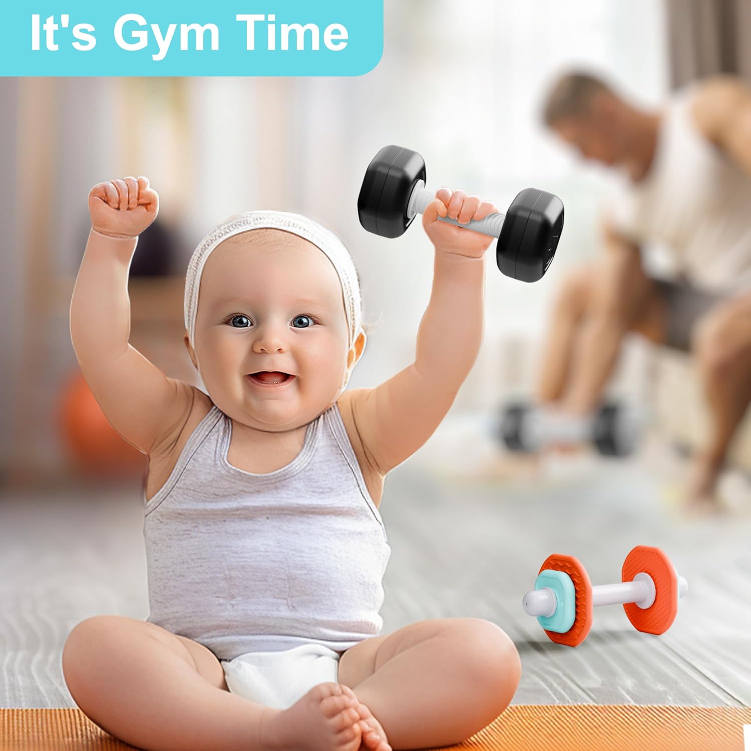 iPlay, iLearn Baby First Gym Rattle Set, Infant Dumbbell Weights Teeth