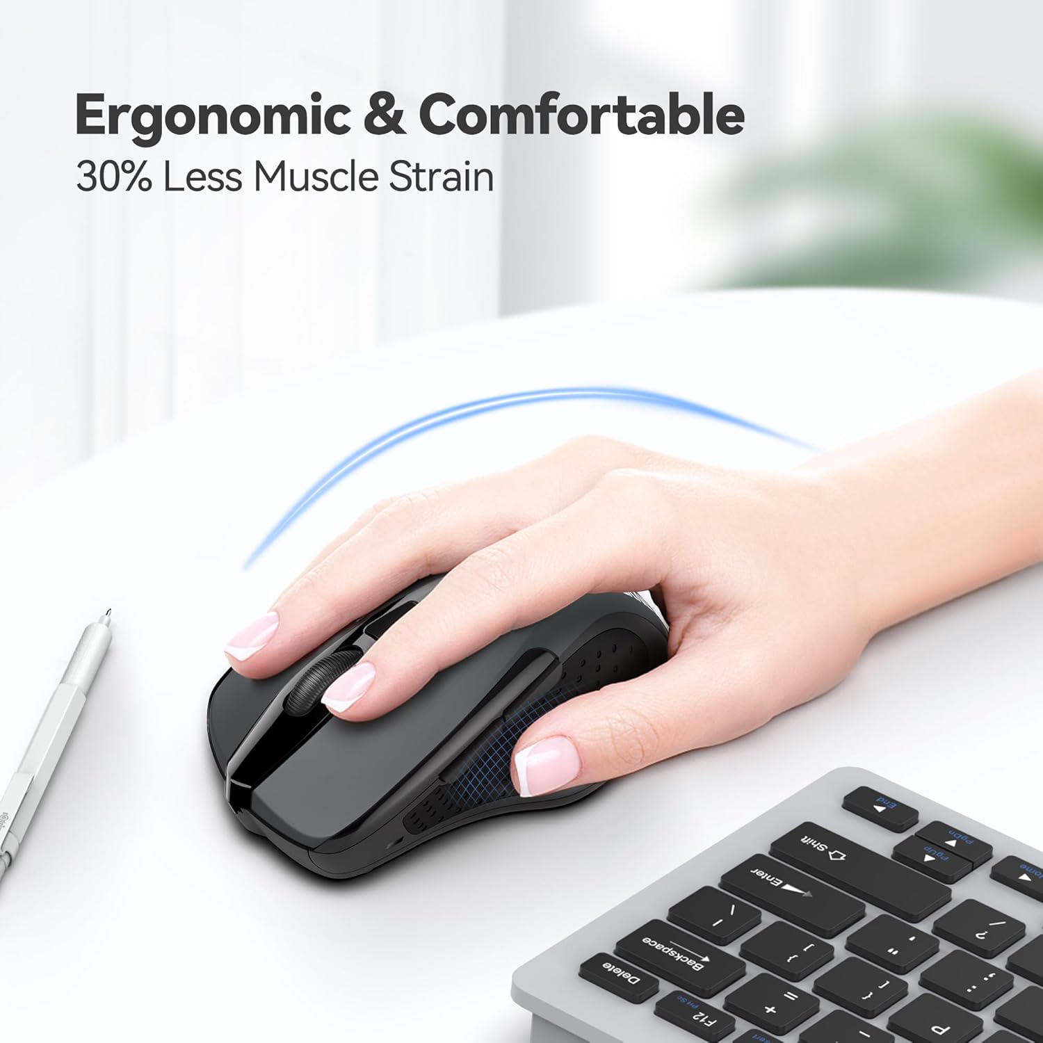 TECKNET Wireless Mouse, 2.4G Ergonomic Optical Mouse, Computer Mouse f