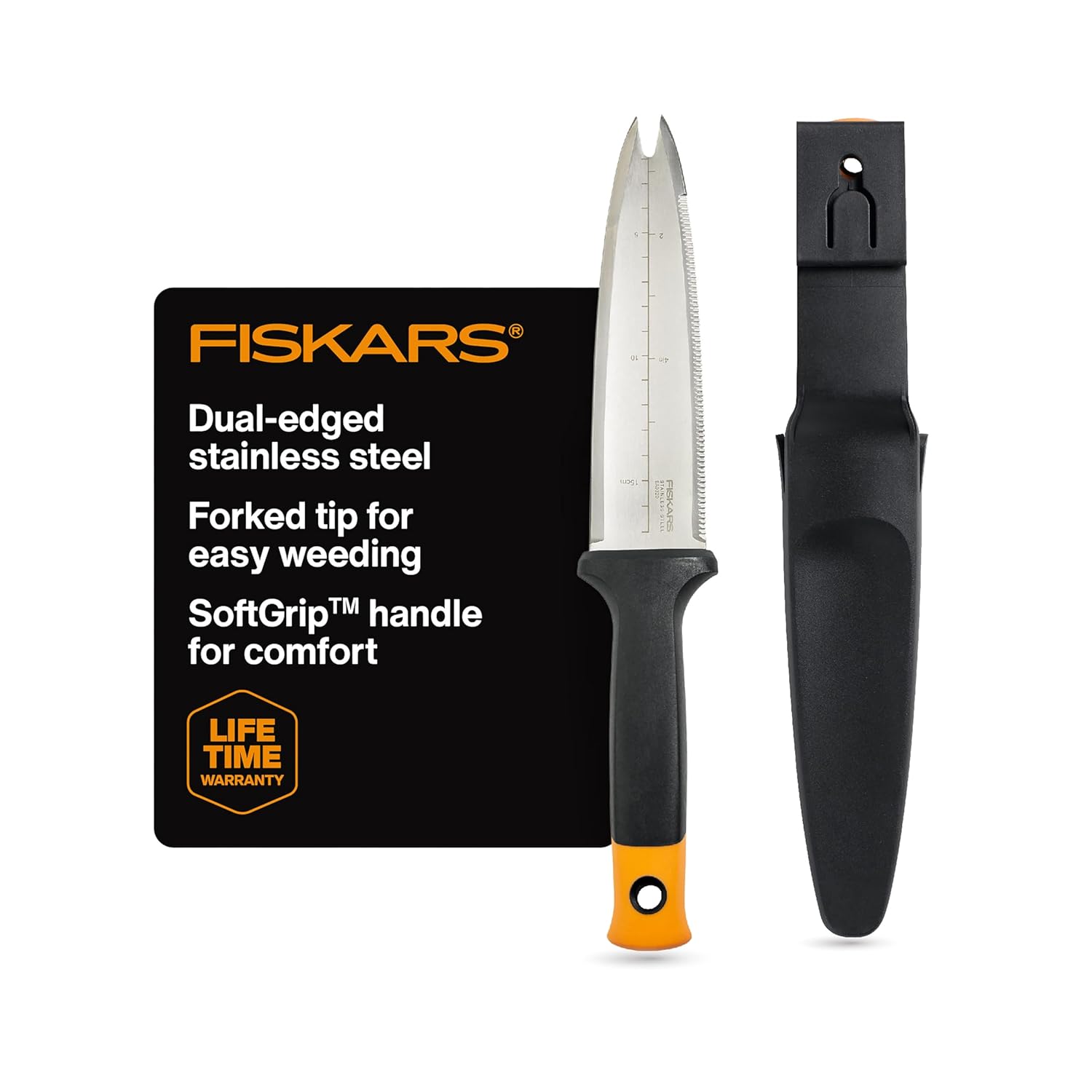 Fiskars Hori Hori Garden Knife with Sheath, Multi-Purpose Heavy Duty G