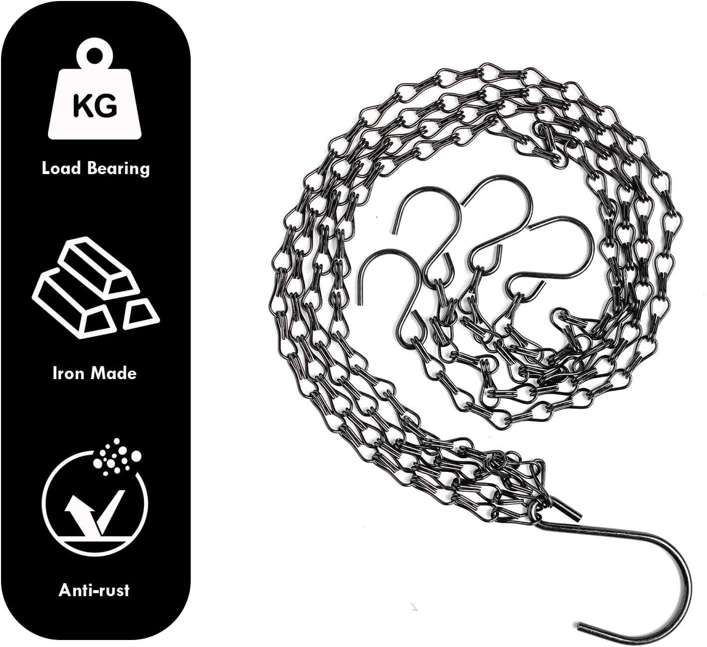 3 Pack 23 Inch Plant Hanger Chains with Hooks - Replacement Hanging Ba