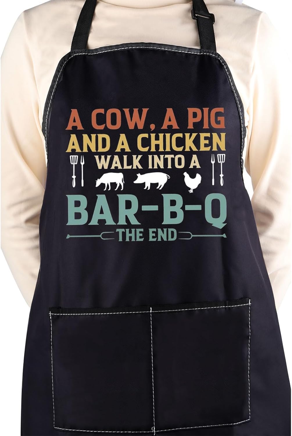 WCGXKO Cow Pig Chicken Walk Bar-B-Q BBQ Barbecue Grilling Kitchen Apron Baking BBQ Gift