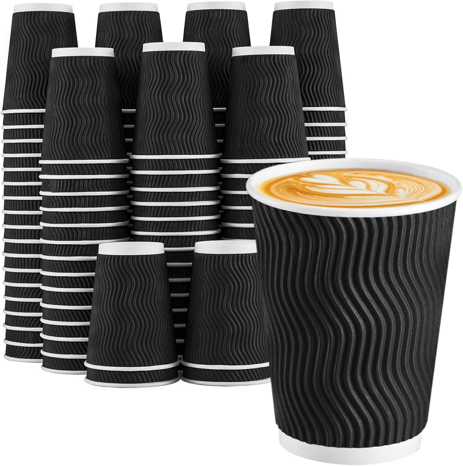 Lamosi Disposable Coffee Cups 12 oz 100 Pack, Paper Coffee Cups 12 oz 