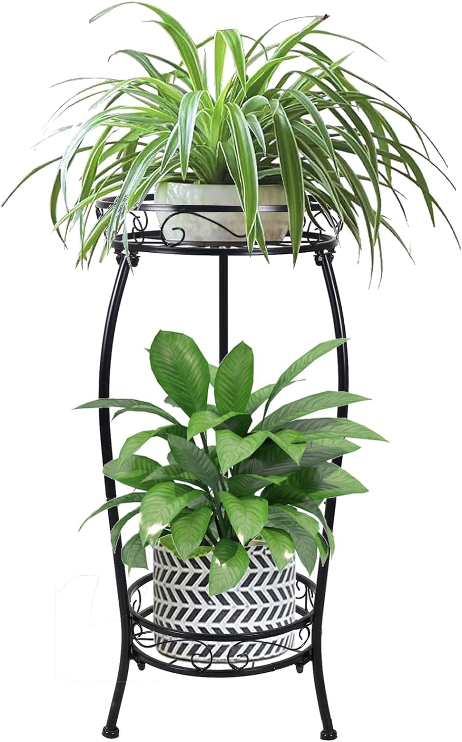 MOCORY Plant Stand Indoor Outdoor 2 Tier 25" Tall Metal Potted Holder 
