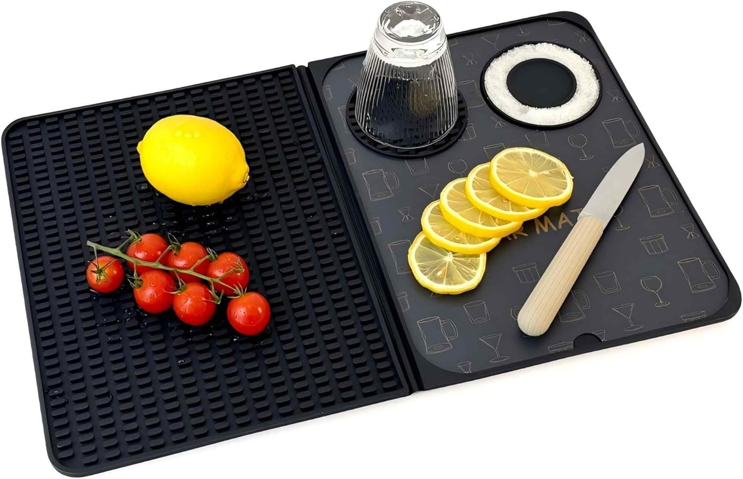 Bar Mat, Bar Accessories, Multifunctional Folding Cocktail Mat with Cu
