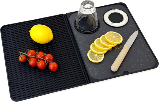 Bar Mat, Bar Accessories, Multifunctional Folding Cocktail Mat with Cu