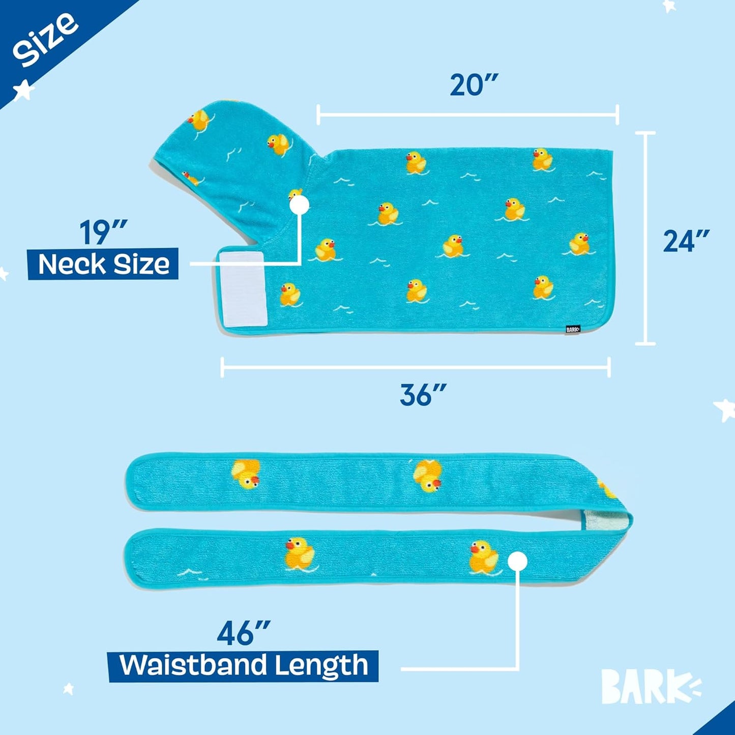 Barkbox Dog Bathrobe Fast Drying with Hook and Loop Closure & Wrap Tie