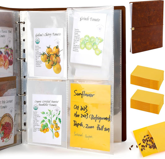 Seed Packet Organizer Binder, Garden Planner Packet with 25 Pack Clear