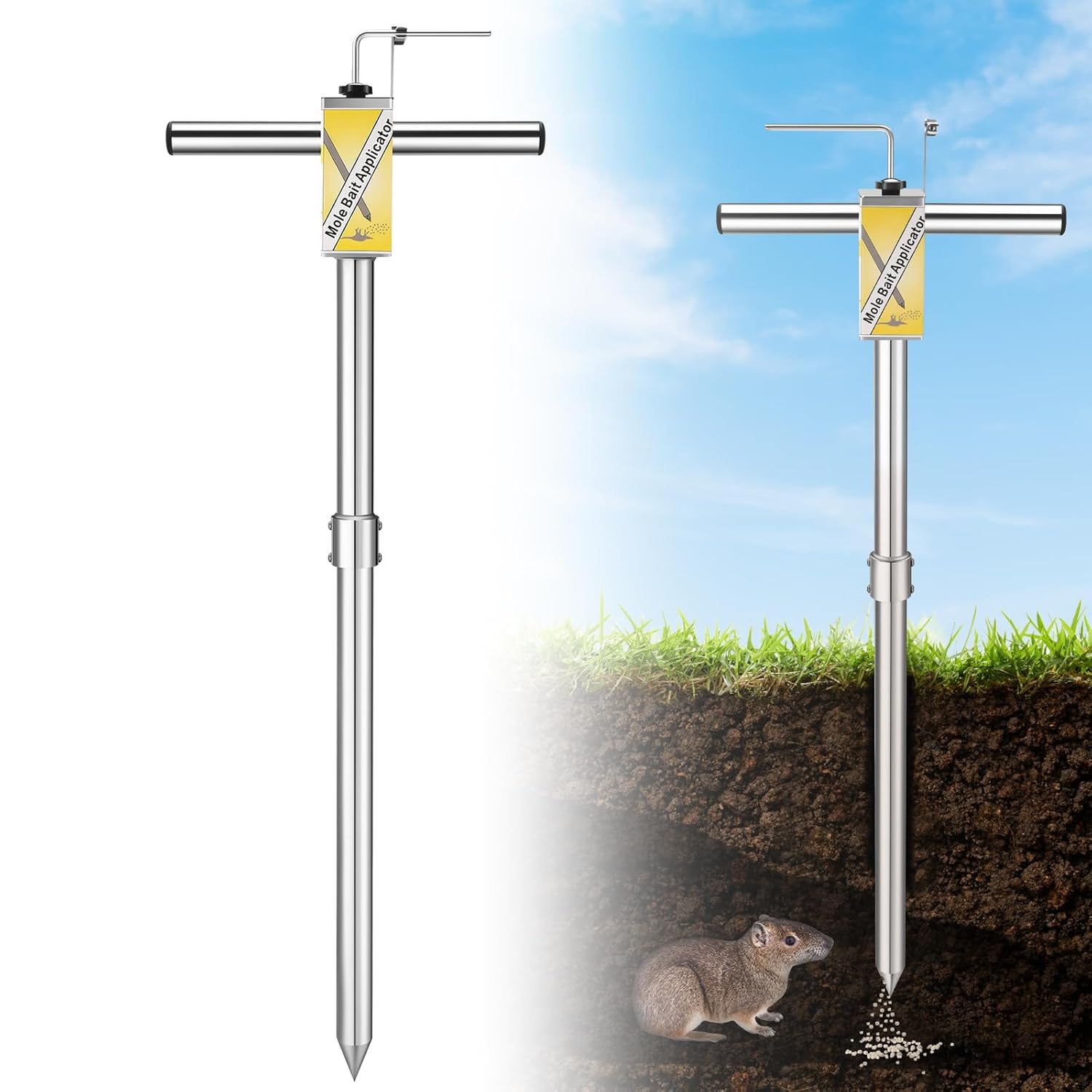 Gopher & Mole Bait Applicator, Stainless Steel Gopher/Mole/Vole Killer