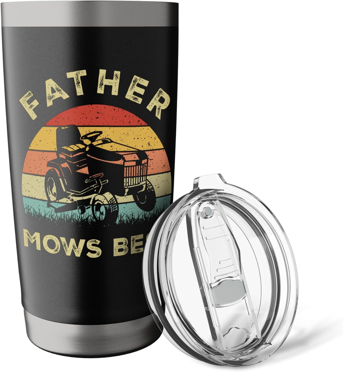 Father Mows Best Vintage Lawnmower Lawn Mowing Gardener Dad Stainless Steel Insulated Tumbler