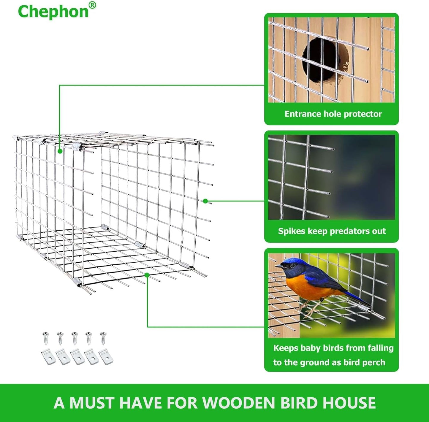 Bluebird House Predator Guards 2 Pcs, Strong Metal Wire Birdhouse Entrance Protector Guard Bird House Protector Guards for Eastern Bluebird Box (Square)