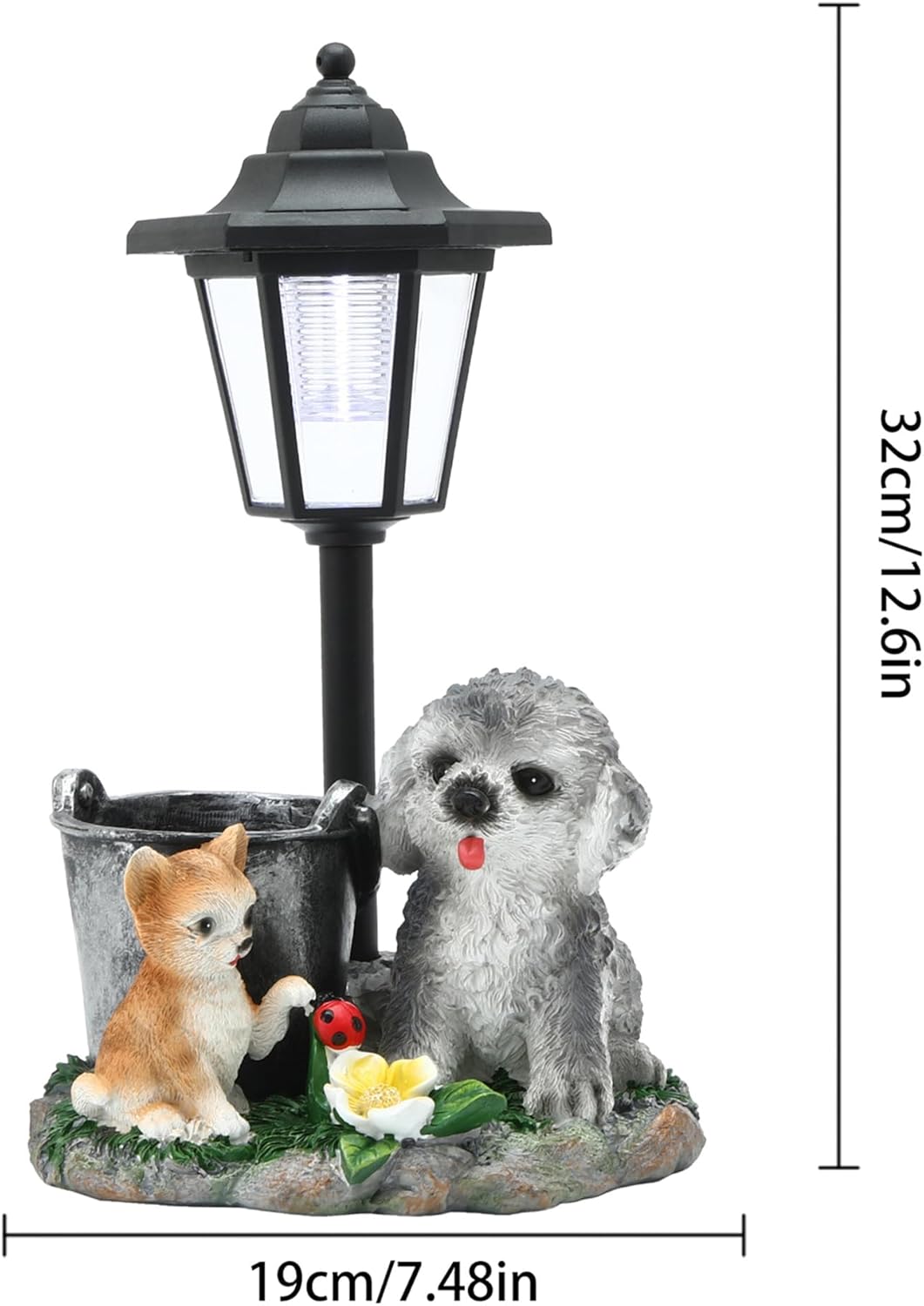 Solar Garden Country Farm Cat and Dog with Light, Outside-Outdoor Decorations Cat and Dog for Patio Yard Lawn Walkway Ornaments Clearance Housewarming Gifts for Mom Grandma Birthday
