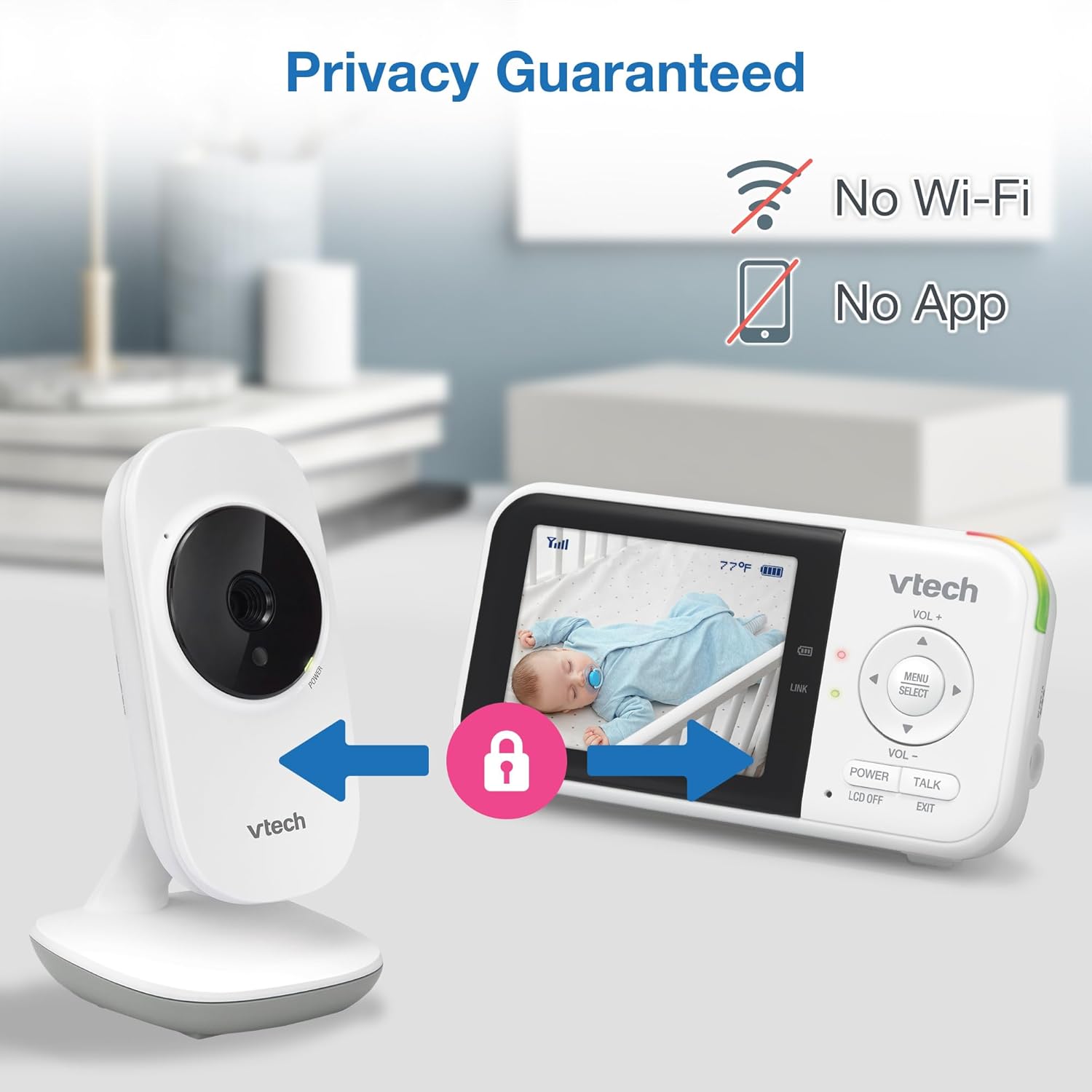 VTech VM819 Baby Monitor with Camera and Audio, 2.8” Screen Portable B