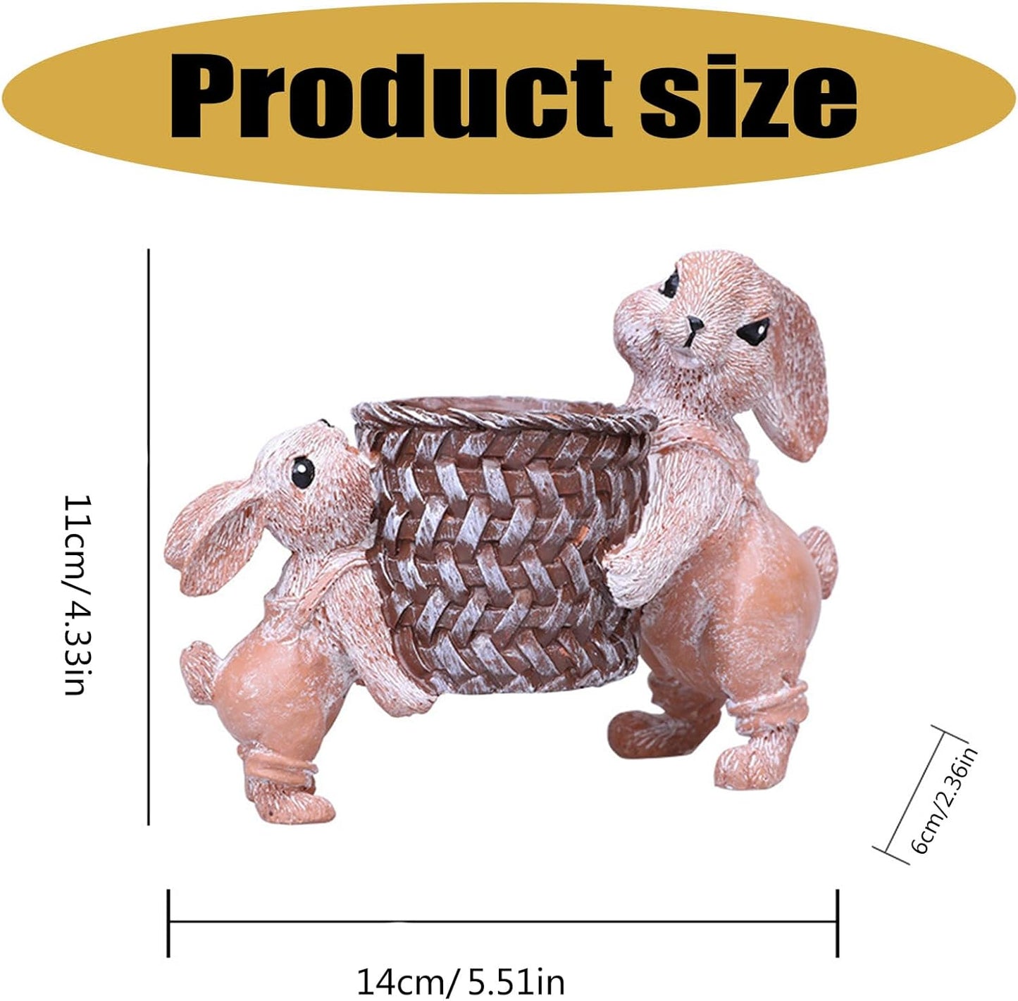 Easters Bunnies Lifting Basket Resins Figurines for Home Decors Rabbits Statues Succulents Small Planter Pots