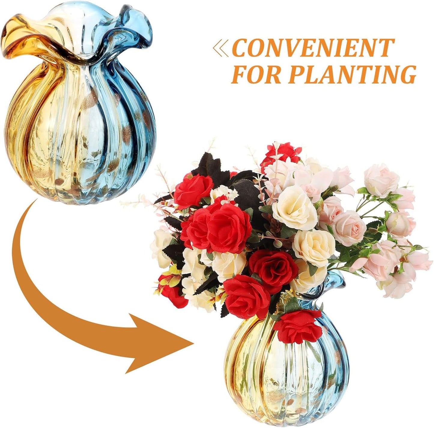 Glass Flower Vase for Home Décor Striped Glass Floral Vase with Independent Safety Packaging Medium Size Decorative Flower Arranging Container