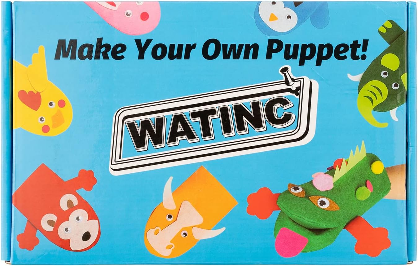 WATINC 6Pcs Hand Puppet Making Kit, Art Craft Felt Sock Puppet Toys, C