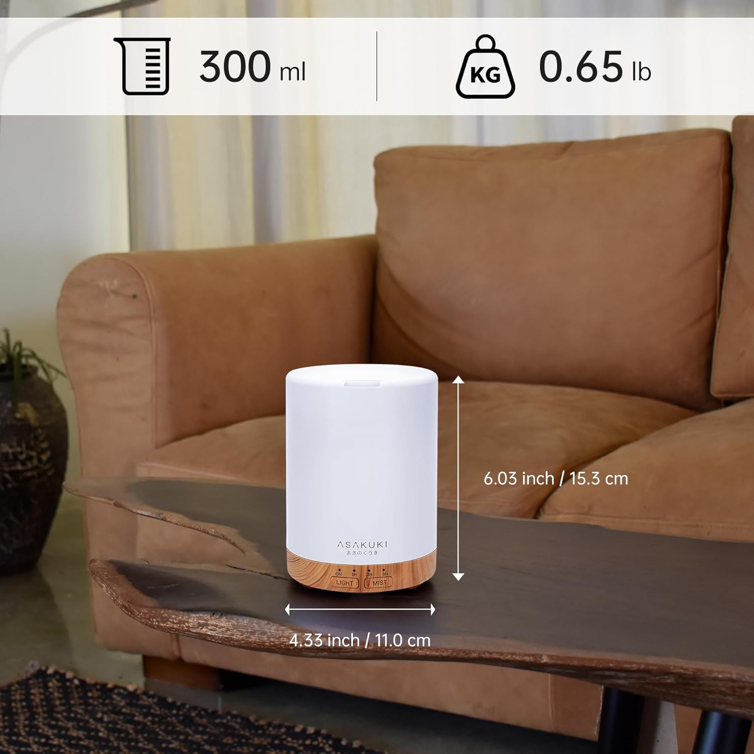 ASAKUKI Essential Oil Diffuser for Home, 300 ml Humidifier with Automa