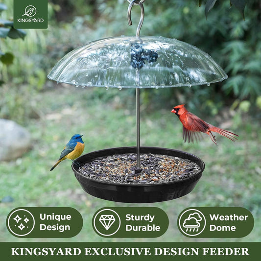 Kingsyard Adjustable Platform Bird Feeder for Outdoors, Hanging Metal 