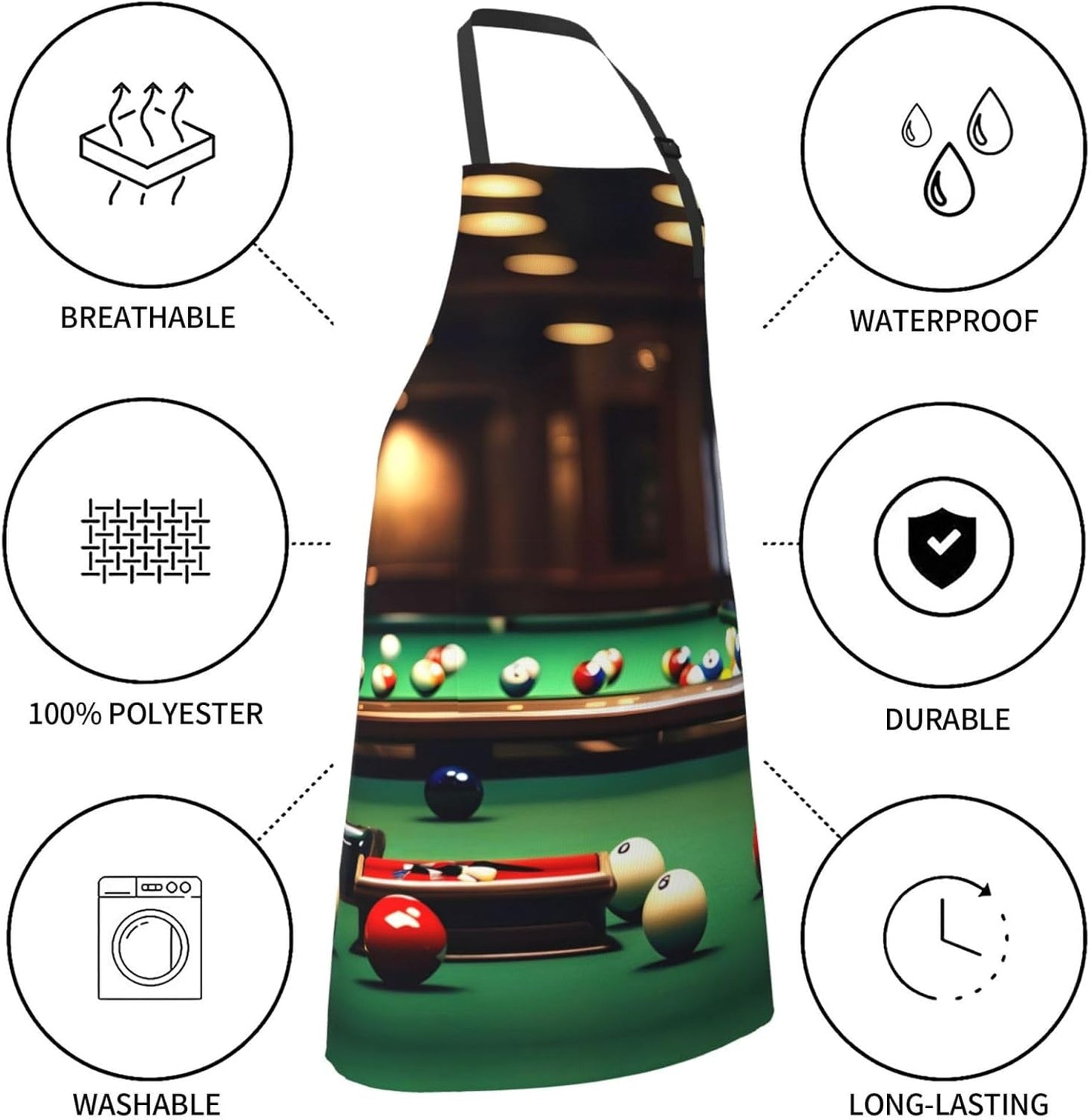 Billiard print Waterproof apron with pocket adjustable cooking apron for adult kitchen bibs to bake