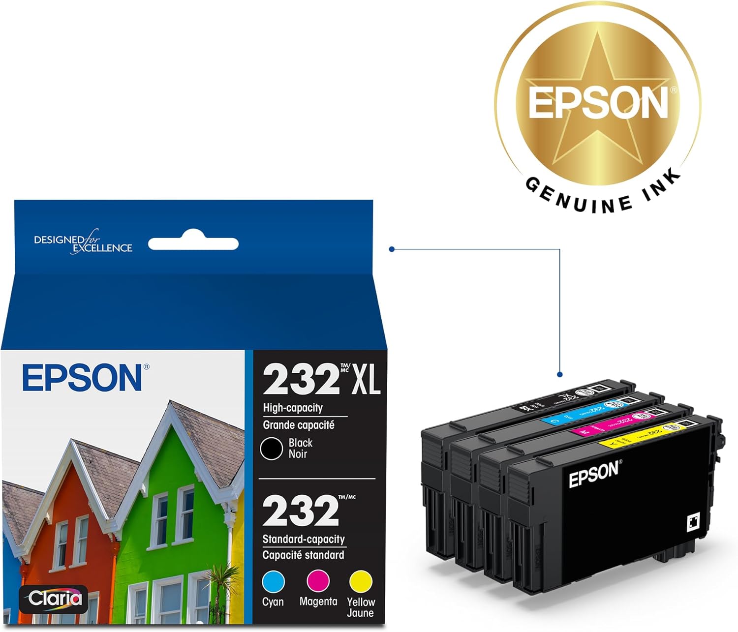 EPSON 232 Claria Ink High Capacity Black & Standard Color Cartridge Co