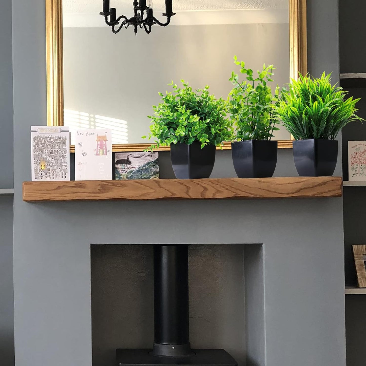 GREENTIME Artificial Potted Plants Set of 3 Mini Fake Plant 3 Pack Small Eucalyptus Black Potted Wheat Grass Faux Greenery for Home Office Desk Bathroom Shelf Bedroom Indoor Decorations